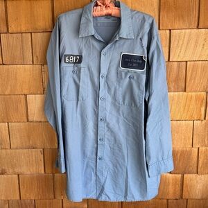 Men's Light Blue Work Shirt with Front Patches